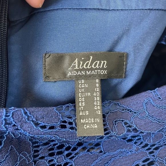 Aidan by Aidan Mattox Navy Blue Lined Lace Back Mini Dress w/Pockets - Picture 6 of 9